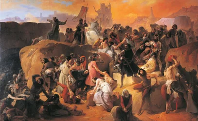 Pirmųjų kryžiuočių Jeruzalėje patirtas troškulys, Francesco Hayez, detalipolis