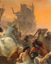 Pragnienie cierpiące przez pierwszych krzyżowców w Jerozolimie, Francesco Hayez, detal
