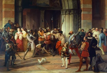 Ventura Fenaroli aresztowany w kościele Carmine w Brescii przez Francuzów, Francesco Hayez