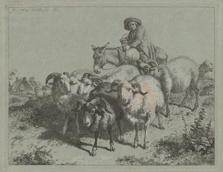 Chłopiec na osiołku prowadzący stado, 1763.
