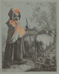 Dziecko pasterki ze stadem, 1758.
