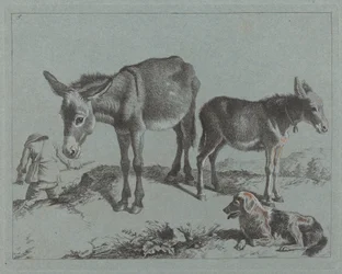 Osioł ze swoim źrebakiem, psem i chłopem, 17621763.
