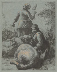Prządka i pasterz ze stadem, 17581759.