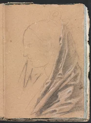 Szkicownik Verona: Głowa kobiety z draperią strona 81, 1760.