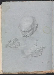 Szkicownik Verona: Głowa mężczyzny z rękami strona 8, 1760.