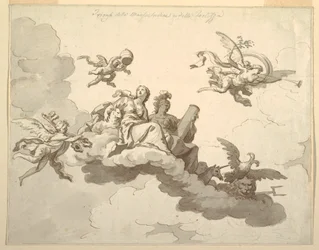 Rysunek, projekt malowanego sufitu: Triumf łagodności i siły, ok. 1780 r.