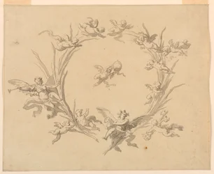 Rysunek, Studium dekoracji freskowej, Pałac Kwirynalski, Rzym, 1815-16