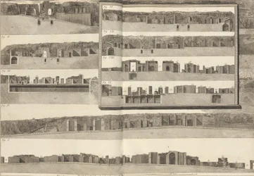 Przekroje, które ukazują różne aspekty budowli ukazanych na planie Pom..., 1804 r.