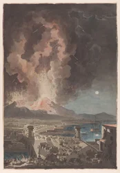Erupcja Wezuwiusza, widziana z Ponte della Maddalena w Neapolu Erupcja Wezuwiusza 8 sierpnia 1779, widziana z Ponte della Maddalena