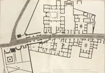 Duży plan wjazdu do miasta Pompeje i otaczających go budynków z Ant..., 1804 r.