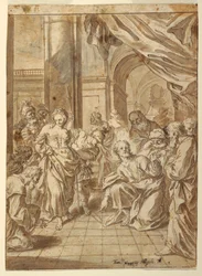 Rysunek Chrystus i cudzołożna kobieta, 1750-60