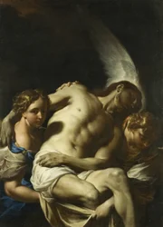Chrystus wspierany przez anioły (olej na płótnie)