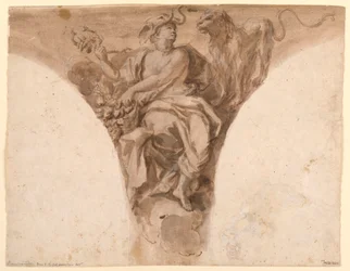 Rysunek, Afryka, Projekt pendentywu w przedsionku chrzcielnym kościoła św. Piotra w Rzymie, 1713-26