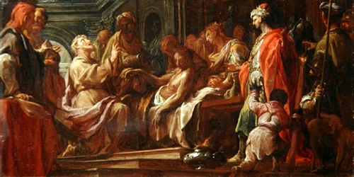 Studium do św. Mateusza wskrzeszającego syna króla Etiopii (olej na płótnie)
