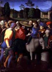 Odzyskanie skradzionego kubka, z „Opowieści Giuseppe Ebreo” (tempera na panelu)
