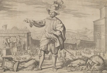 Portret Ioannes Altus Johann Alten, gwardii szwajcarskiej, stojący przy Kwirynale i..., 1623.