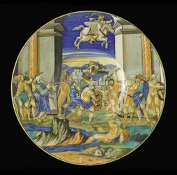 Talerz ze sceną z Orlando Furioso Ariosta, 1531 (maiolica)