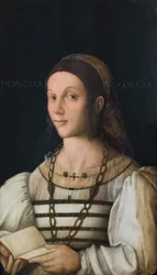 Portret żony Rolanda Pallavicino, Domitilli Gambara, ok. 1510 (olej na drewnie)
