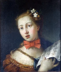 Obraz V. Zugno przedstawiający wenecką śpiewaczkę, Museo di Brera, Mediolan.