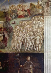 Alegoria miesiąca maja, detal triumfu Apolla, nagie dzieci i dziewięć muz, detal fresku Francesco del Cossy (ok. 1436-ok. 1478) Ferrara (Ferrara) Palazzo Schifanoia, Salone dei Mesi