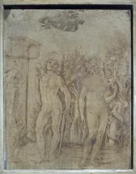 Adam i Ewa, ok. 1470 (pióro i tusz na pergaminie)