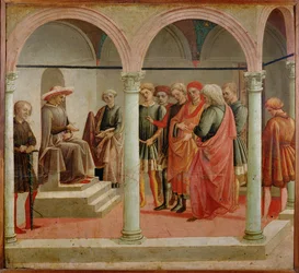 Scena w trybunale (tempera na drewnie)