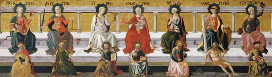 „Siedem cnót” (Roztropność, Sprawiedliwość, wiara, miłość, nadzieja, siła, wstrzemięźliwość) Malarstwo Francesco di Stefano Pesellino (1422-1457) ok. 1450 Muzeum Sztuki w Birmingham, Birmingham, Alabama, Stany Zjednoczone ©DeAgostini/Leemage