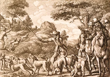 Polowanie na zające, ryty Wenceslaus Hollar, 1671