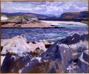 Eilean Annraidh od północnego krańca, Iona, patrząc w stronę Mull (olej na płótnie)