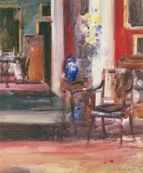 Wnętrze Domu Artystów, Ainslie Place, Edynburg (wc na papierze)