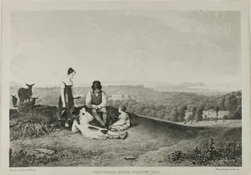 Widok z Kings, Weston Hill, z trzech widoków, ilustrujący scenerię Bristolu i jego okolic