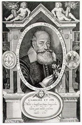 Portret Matthiasa de Lobel (1538-1622) wyryty przez artystę