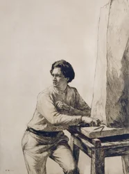 Portret Jacoba Epsteina (1880-1959) 1909 (trawienie suchą igłą tuszem ciemnobrązowym)