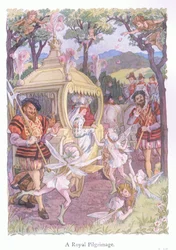 Królewska pielgrzymka (kolorowa litografia)