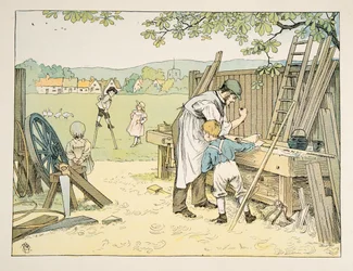 The Carpenter, od Four and Twenty Toilers, pub. 1900 (kolorowa litografia)