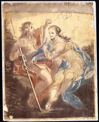 Wenus i Adonis, wg obrazu Benjamina Westa (1738-1820) 1778-81 (malarstwo mechaniczne)
