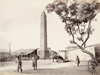 Egipski Obelisk, Igła Kleopatry, Aleksandria, Egipt, ca. 1870.