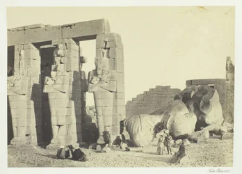 Filary Ozyrysa i Wielki Upadły Kolos, w Memnonium, Teby, 1857.