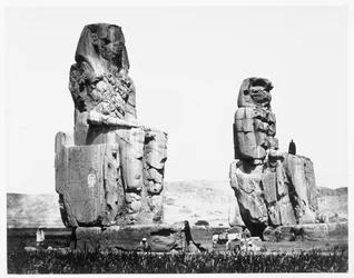 Kolosy Memnona, Teby, Egipt, 1860