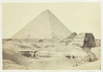 Sfinks i Wielka Piramida, Giza, 1857.