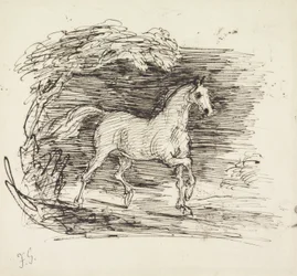 Two Riders Conversing (grafit z piórem i atramentem na papierze)
