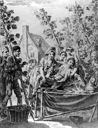 Hop Garden, ilustracja do „Wierszy na kilka okazji” Christophera Smarta, grawerowana przez Charlesa Grigniona, 1752