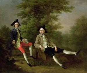 Portret Davida Garricka (1717-79) (z lewej) i Williama Windhama z Felbrigg (1717-61) (z prawej) ok. 1745 r.