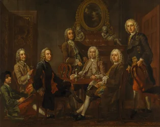 Portret grupy dżentelmenów z artystą