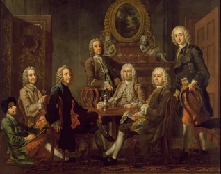 Portret grupy dżentelmenów z artystą, ok. 1745 (olej na płótnie)