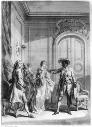 Scena z „Otella” Williama Szekspira (1564-1616) sztychowana przez Huberta Gravelota (1699-1773)
