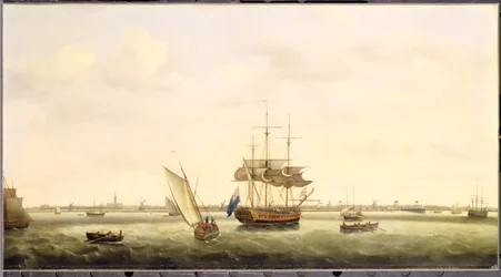 Fregata „Niespodzianka” w Anchor off Great Yarmouth, Norfolk, ok. 1775