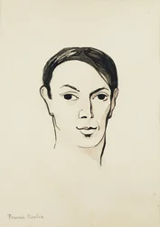 Portret Pabla Picassa; Portrait de Pablo Picasso, ok. 1902-1905 (akwarela, pędzel, czarny tusz i ołówek na papierze)