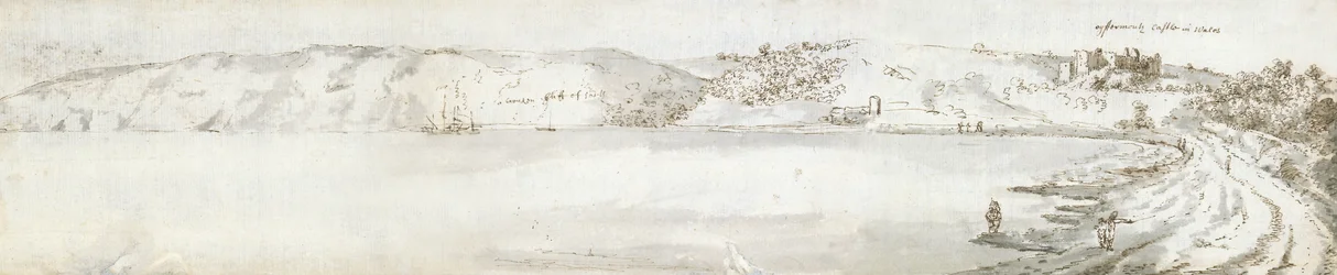 Zamek Oystermouth, ok. 1678 (akwarela i brązowy tusz na papierze)