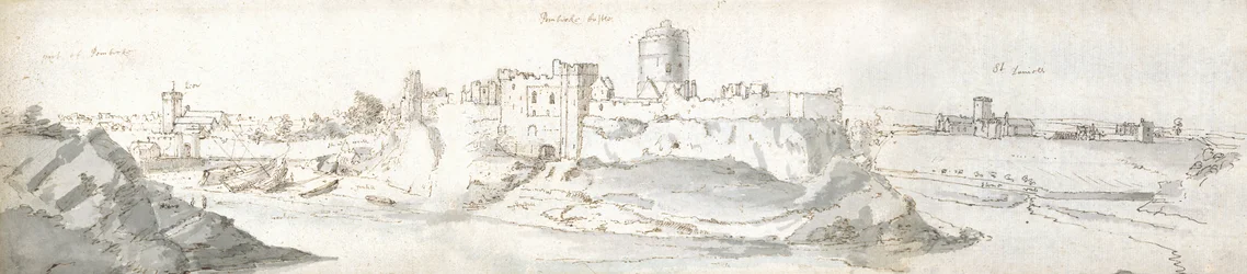 Zamek Pembroke, ok. 1678 (akwarela i brązowy tusz na papierze)